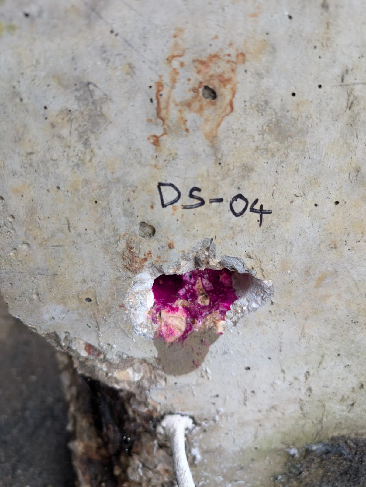 Carbonation testing and dust sampling